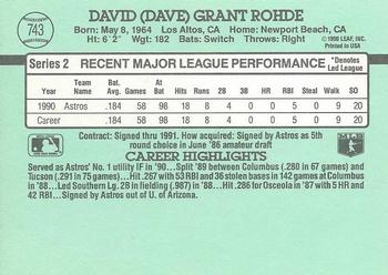 Dave Rohde  baseball card collectible - Main Image 2