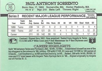Paul Sorrento  baseball card collectible - Main Image 2