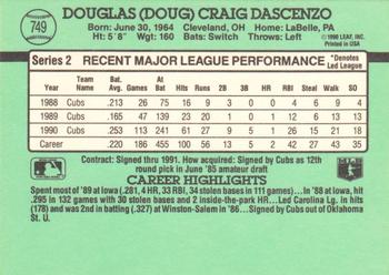 Doug Dascenzo  baseball card collectible - Main Image 2