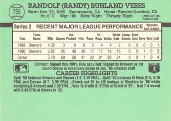 Randy Veres  baseball card collectible - Main Image 2