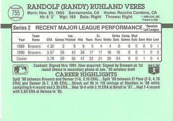 Randy Veres  baseball card collectible - Main Image 2