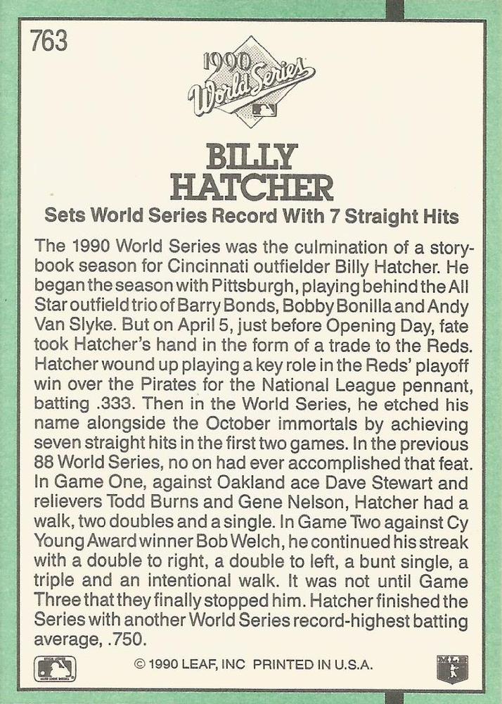 Billy Hatcher  baseball card collectible - Main Image 2