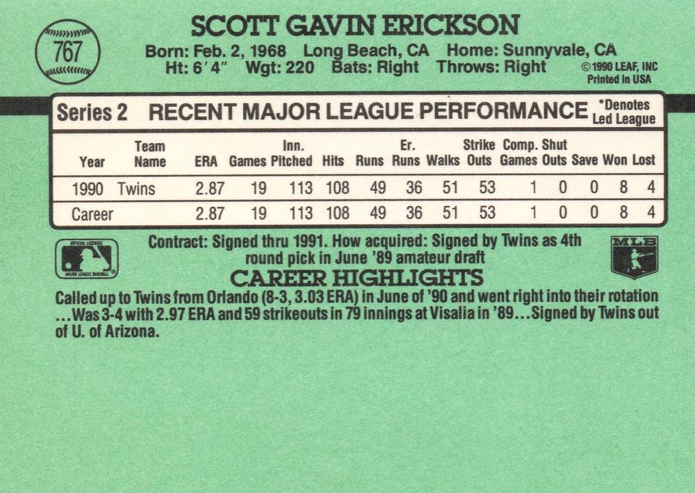 Scott Erickson  baseball card collectible - Main Image 2