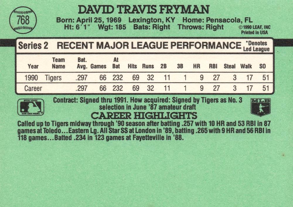 Travis Fryman  baseball card collectible - Main Image 2