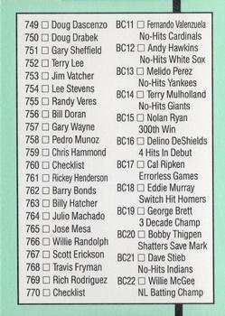 Checklist 703-770-and BC11-BC22  baseball card collectible - Main Image 2