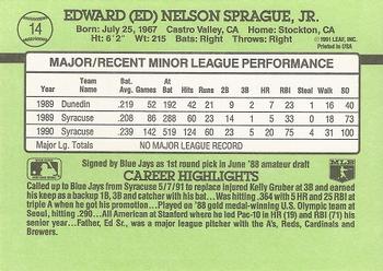 Ed Sprague  baseball card collectible - Main Image 2