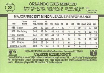 Orlando Merced  baseball card collectible - Main Image 2