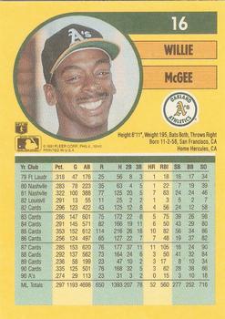Willie McGee  baseball card collectible - Main Image 2