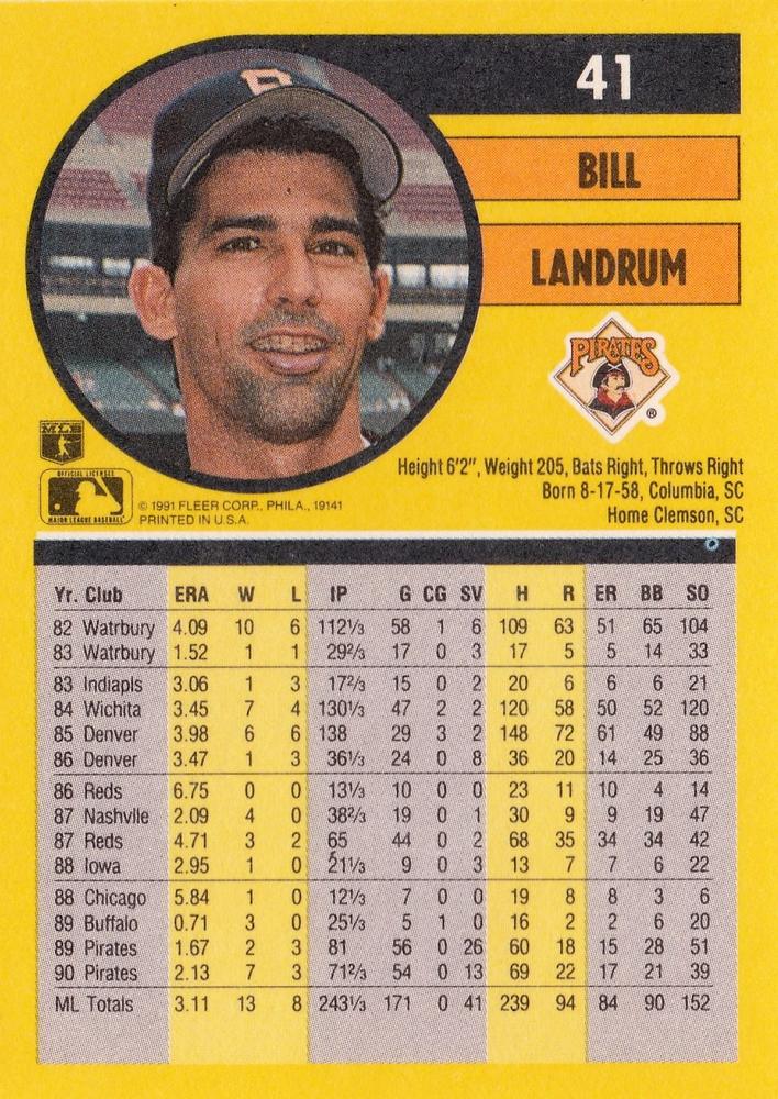 Bill Landrum  baseball card collectible - Main Image 2