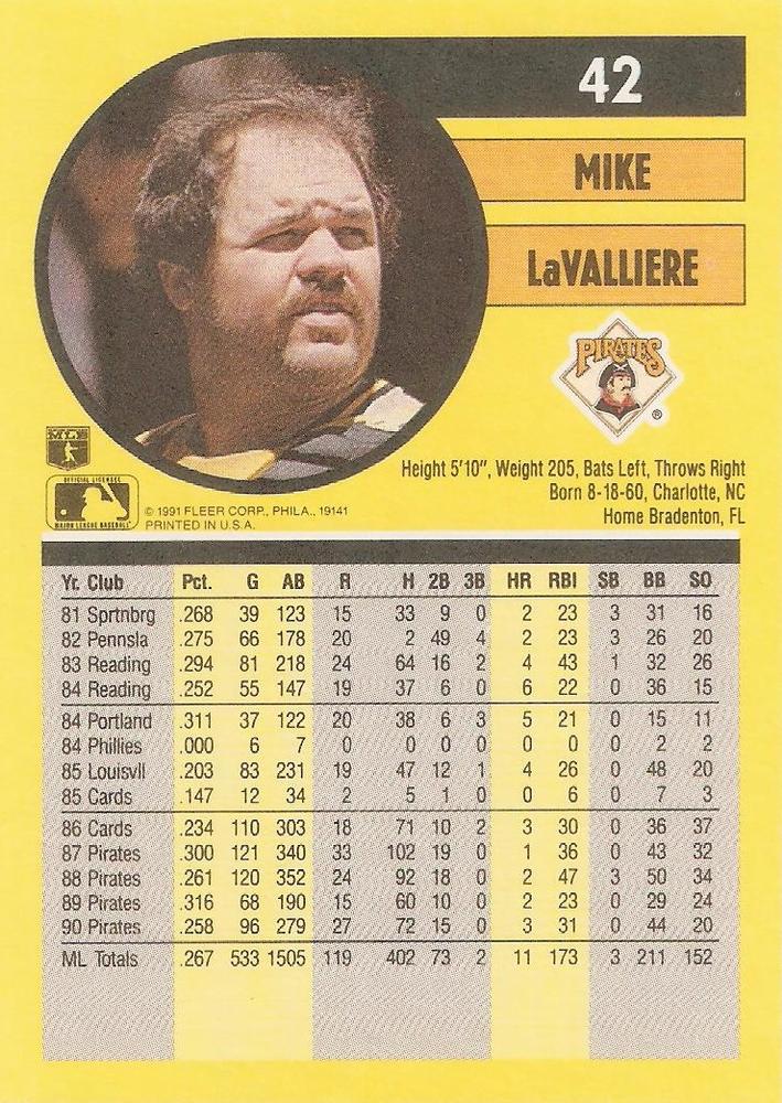 Mike LaValliere  baseball card collectible - Main Image 2