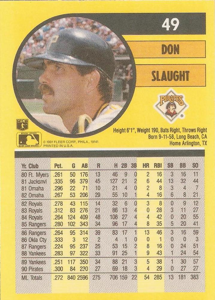 Don Slaught  baseball card collectible - Main Image 2