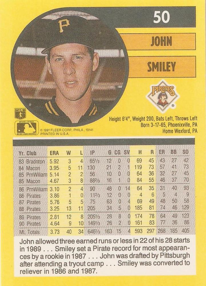 John Smiley  baseball card collectible - Main Image 2