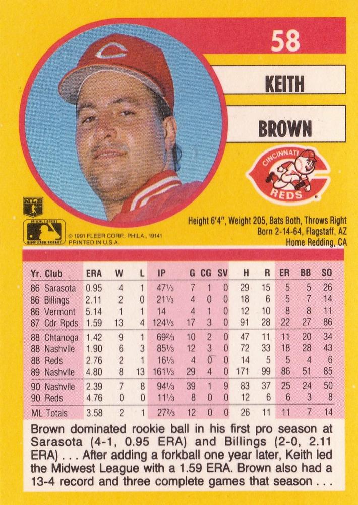 Keith Brown  baseball card collectible - Main Image 2