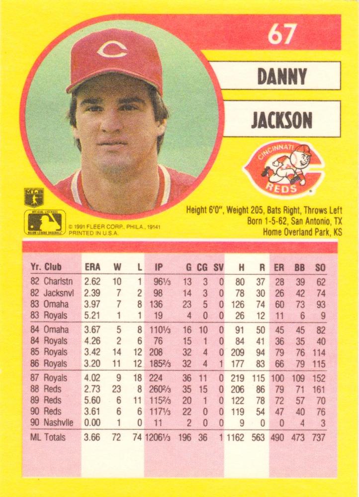 Danny Jackson  baseball card collectible - Main Image 2