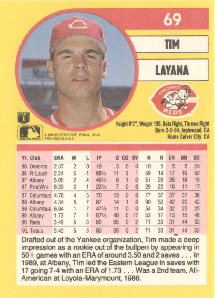 Tim Layana  baseball card collectible - Main Image 2
