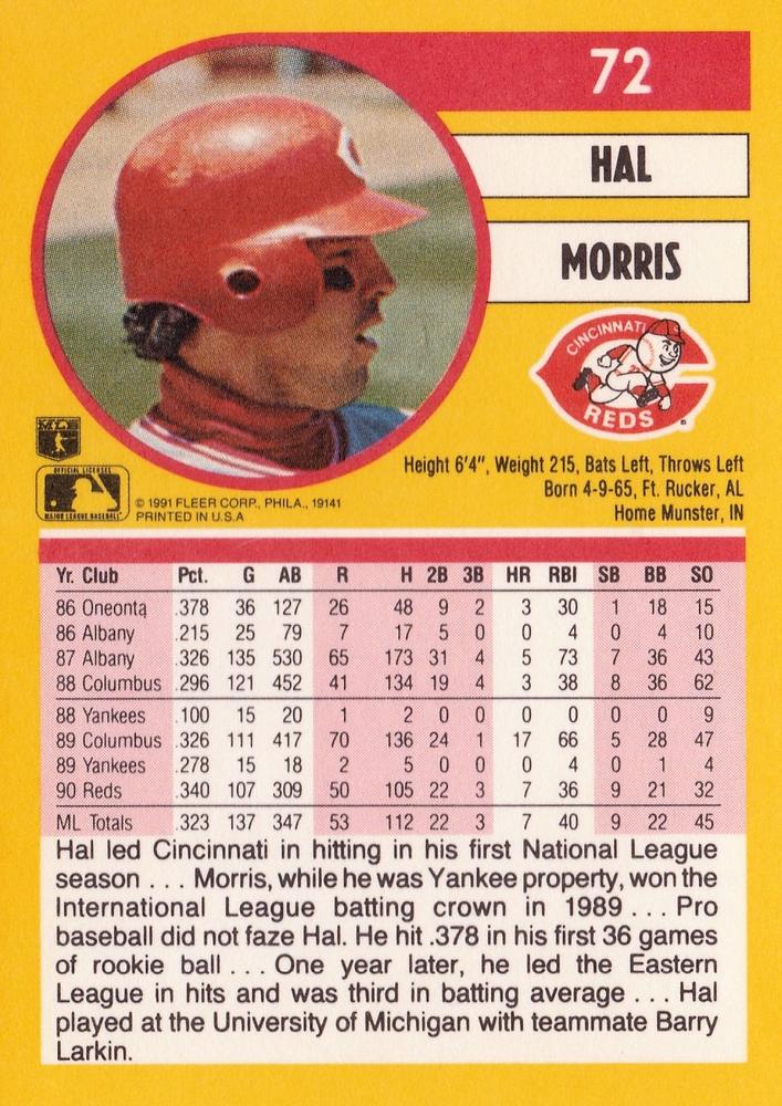 Hal Morris  baseball card collectible - Main Image 2