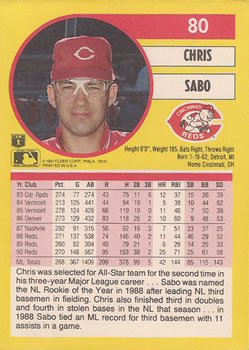 Chris Sabo  baseball card collectible - Main Image 2