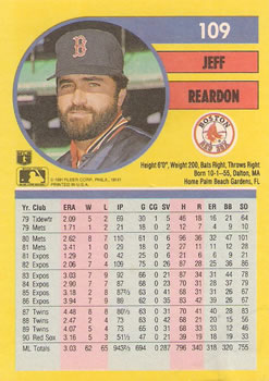 Jeff Reardon  baseball card collectible - Main Image 2