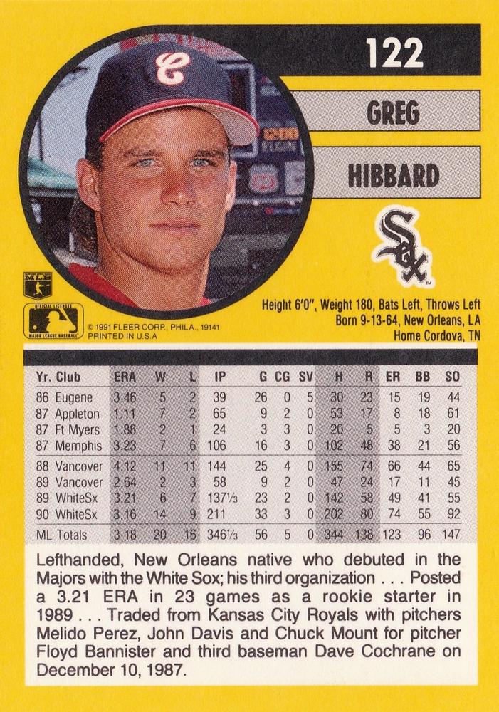 Greg Hibbard  baseball card collectible - Main Image 2