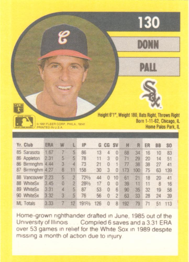 Donn Pall  baseball card collectible - Main Image 2