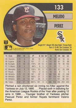 Melido Perez  baseball card collectible - Main Image 2