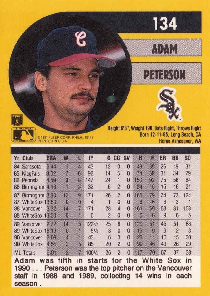 Adam Peterson  baseball card collectible - Main Image 2