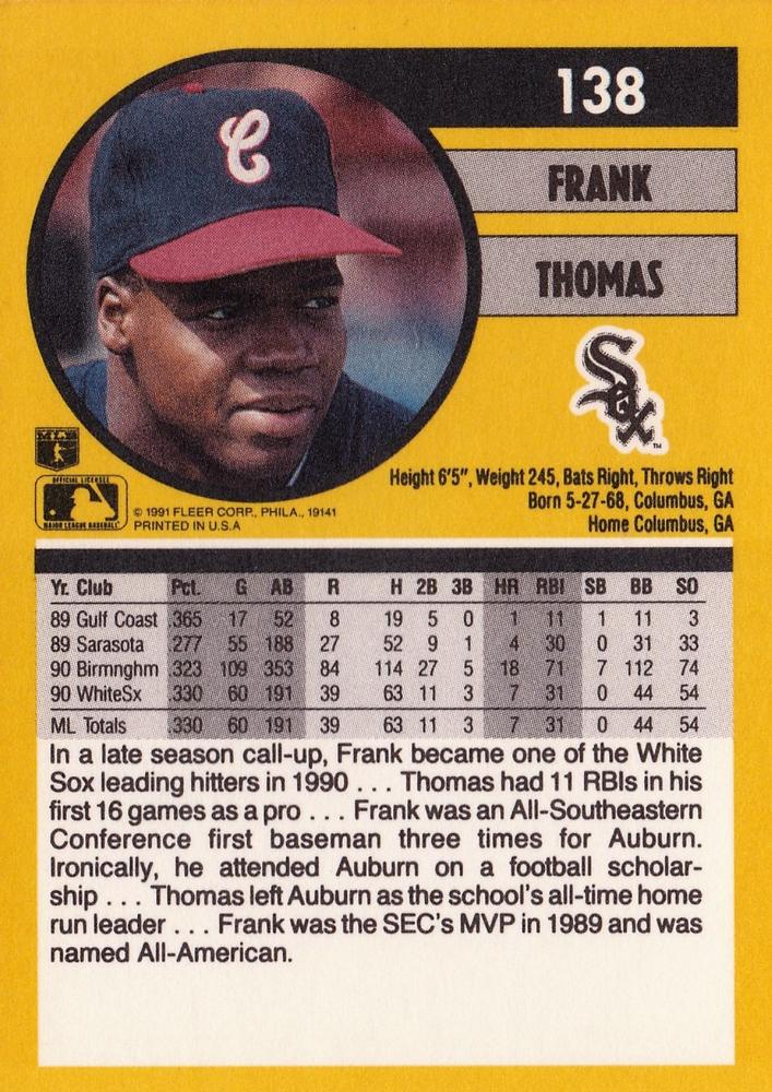 Frank Thomas  baseball card collectible - Main Image 2