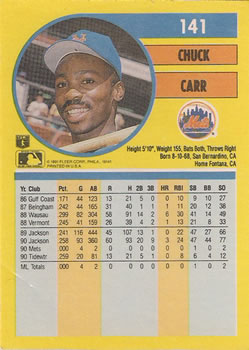 Chuck Carr  baseball card collectible - Main Image 2