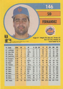 Sid Fernandez  baseball card collectible - Main Image 2