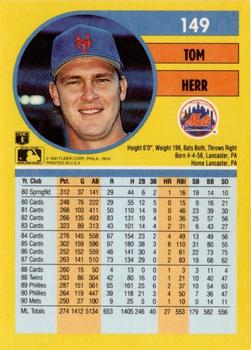 Tom Herr  baseball card collectible - Main Image 2