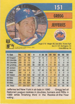 Gregg Jefferies  baseball card collectible - Main Image 2