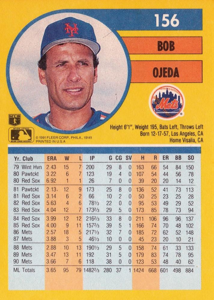 Bob Ojeda  baseball card collectible - Main Image 2