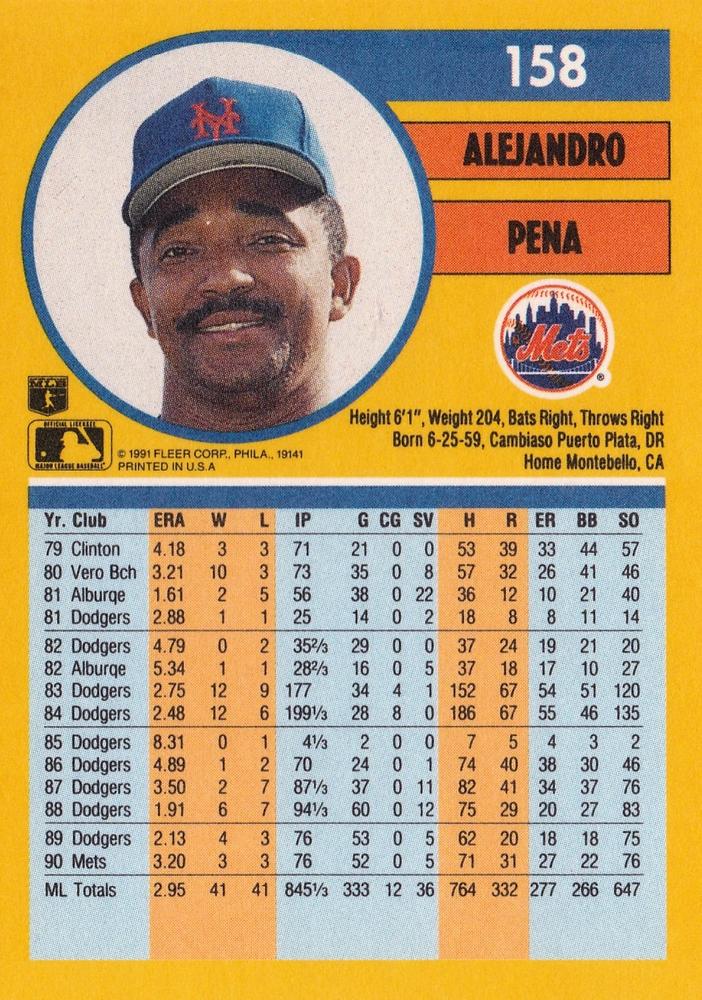 Alejandro Pena  baseball card collectible - Main Image 2