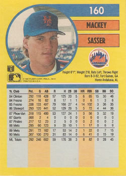 Mackey Sasser  baseball card collectible - Main Image 2