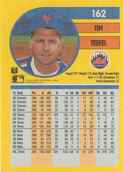 Tim Teufel  baseball card collectible - Main Image 2