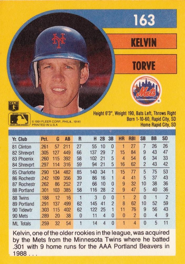 Kelvin Torve  baseball card collectible - Main Image 2