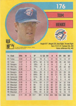 Tom Henke  baseball card collectible - Main Image 2