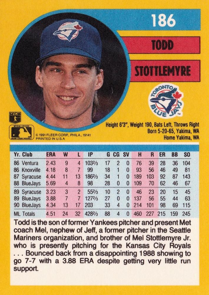 Todd Stottlemyre  baseball card collectible - Main Image 2