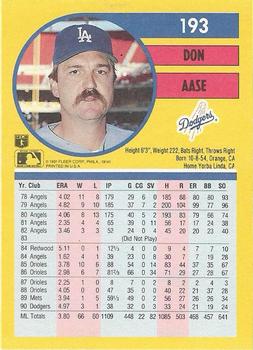 Don Aase  baseball card collectible - Main Image 2