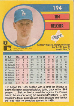 Tim Belcher  baseball card collectible - Main Image 2
