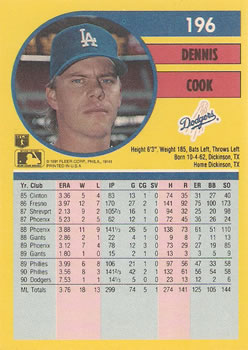 Dennis Cook  baseball card collectible - Main Image 2
