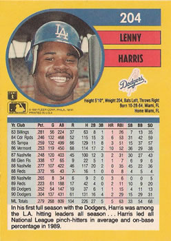 Lenny Harris  baseball card collectible - Main Image 2