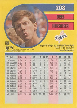 Orel Hershiser  baseball card collectible - Main Image 2