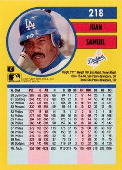Juan Samuel  baseball card collectible - Main Image 2