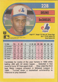 Delino DeShields  baseball card collectible - Main Image 2