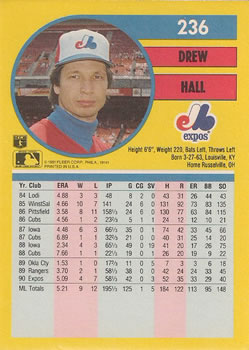 Drew Hall  baseball card collectible - Main Image 2