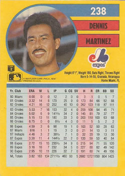 Dennis Martinez  baseball card collectible - Main Image 2