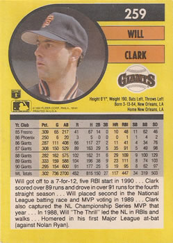 Will Clark  baseball card collectible - Main Image 2