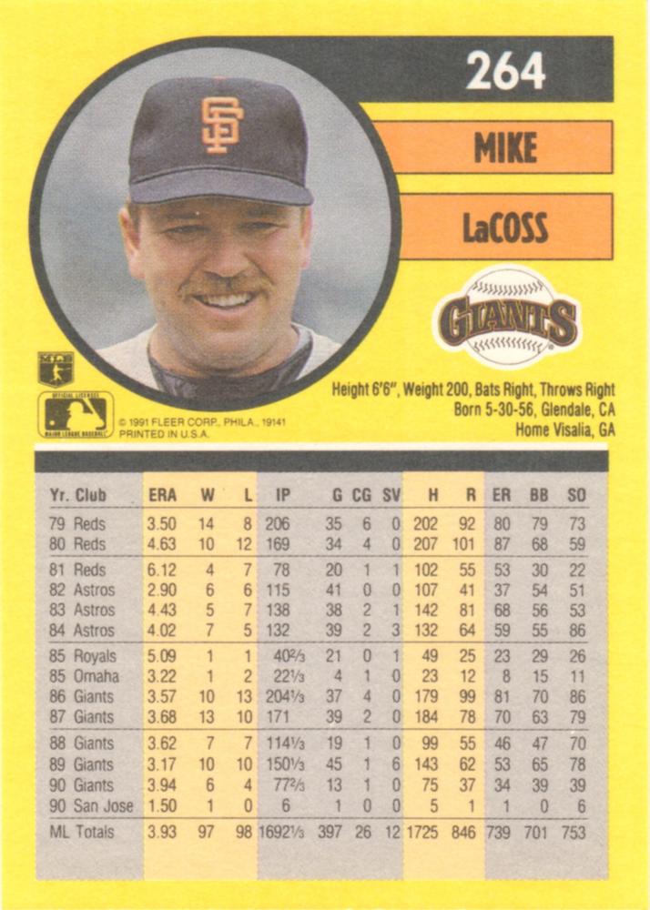 Mike LaCoss  baseball card collectible - Main Image 2