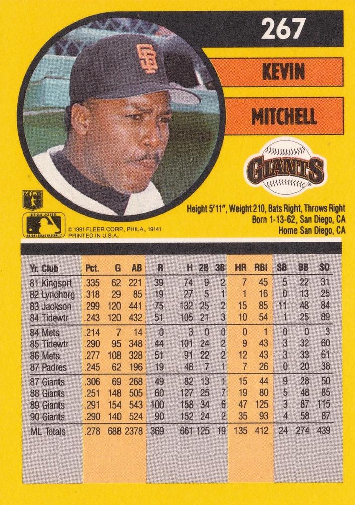 Kevin Mitchell  baseball card collectible - Main Image 2